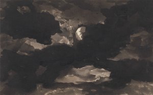 Studie van een bewolkte maanverlichte hemel